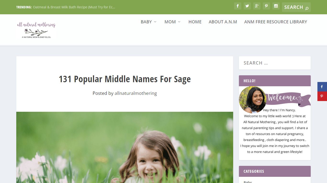 131 Popular Middle Names For Sage - All Natural Mothering